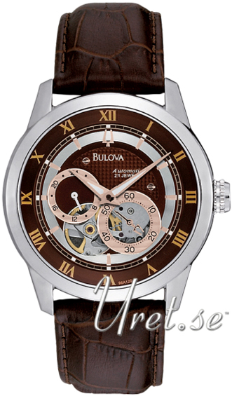 Bulova Mechanical Herrklocka 96A120 Brun/Läder Ø42 mm - Bulova