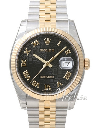 Rolex Datejust Gold/Steel Herrklocka 116233-0198 Svart/18 karat gult guld - Rolex