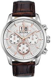 Bulova Vit/Läder Ø44 mm 96B309