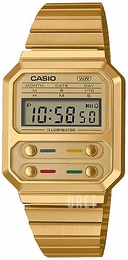 Casio Vintage LCD/Gulguldtonat stål A100WEG-9AEF
