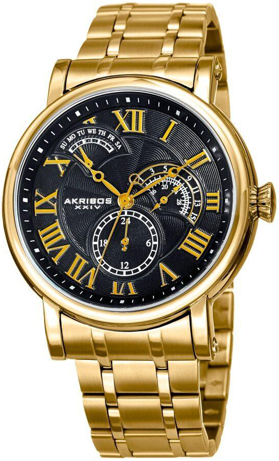 Akribos XXIV Herrklocka AK1001YGB Svart/Gulguldtonat stål Ø46 mm - Akribos XXIV