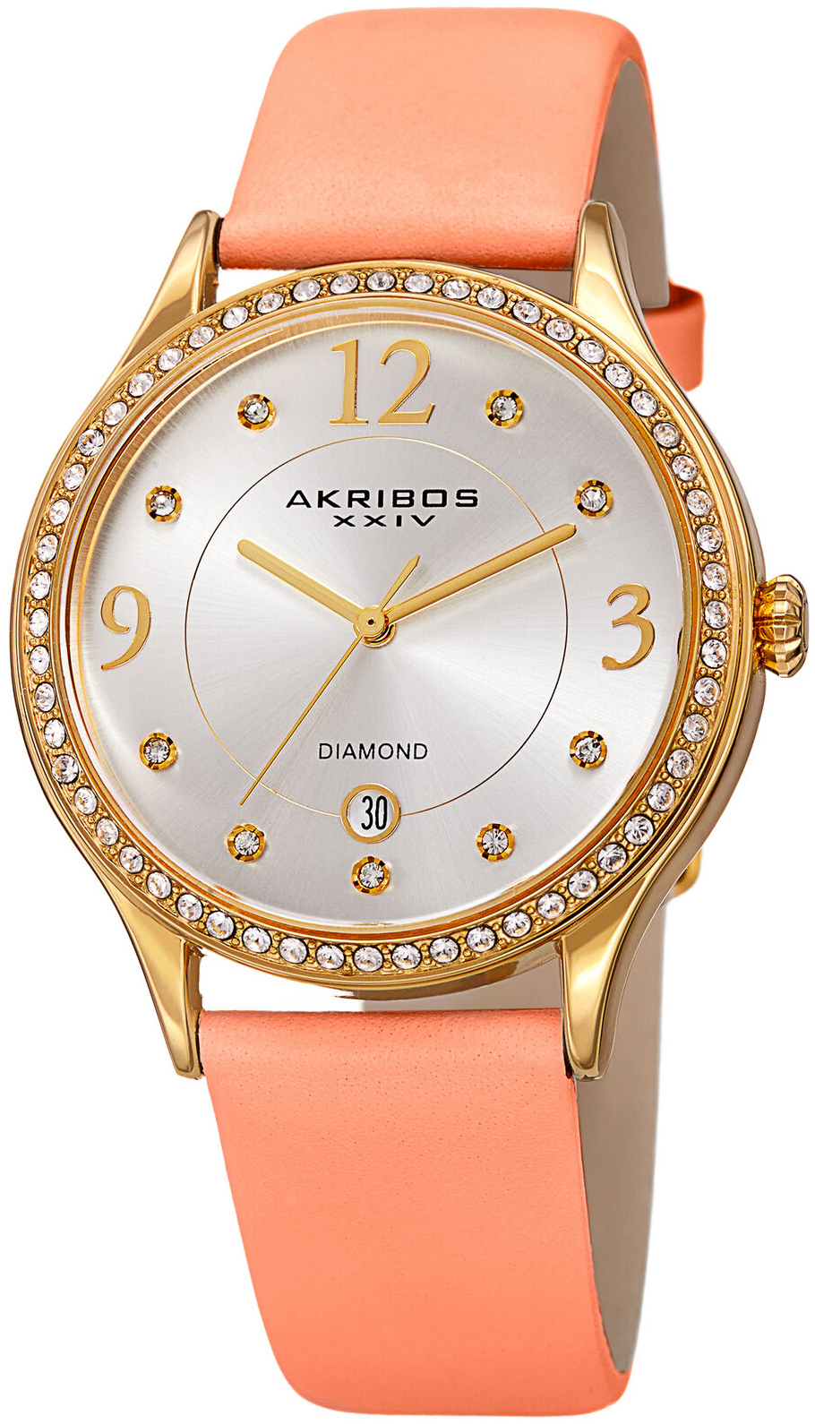 Akribos XXIV Damklocka AK1011PK Silverfärgad/Läder Ø40 mm - Akribos XXIV