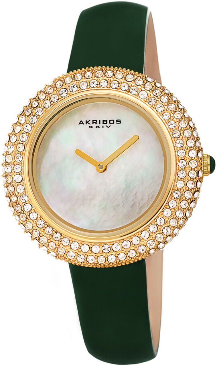 Akribos XXIV Damklocka AK1049GN Crystal Vit/Läder Ø36 mm - Akribos XXIV