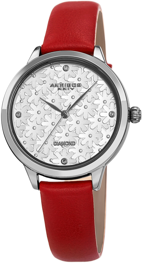 Akribos XXIV Damklocka AK1051RD Diamond Silverfärgad/Läder Ø34 mm - Akribos XXIV