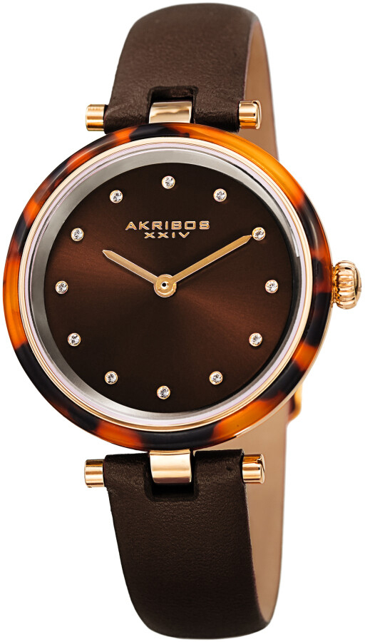 Akribos XXIV Damklocka AK1052BR Crystal Brun/Läder Ø34 mm - Akribos XXIV