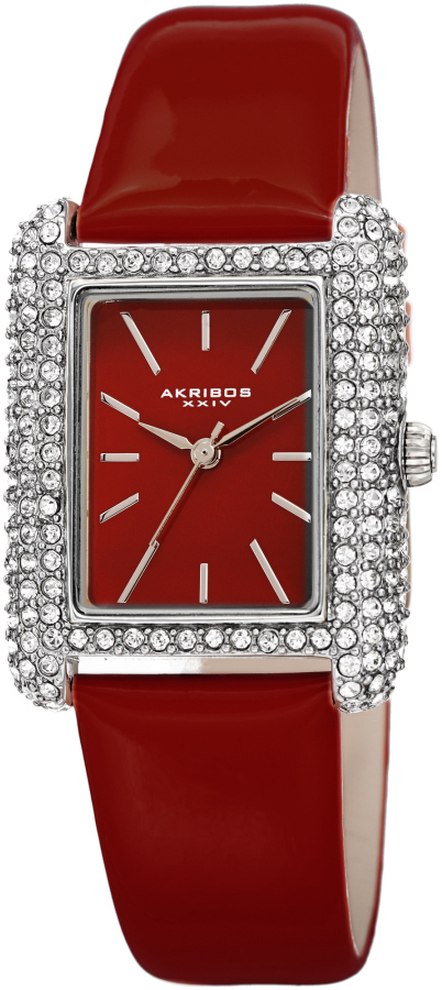 Akribos XXIV Damklocka AK1068RD Crystal Röd/Läder - Akribos XXIV