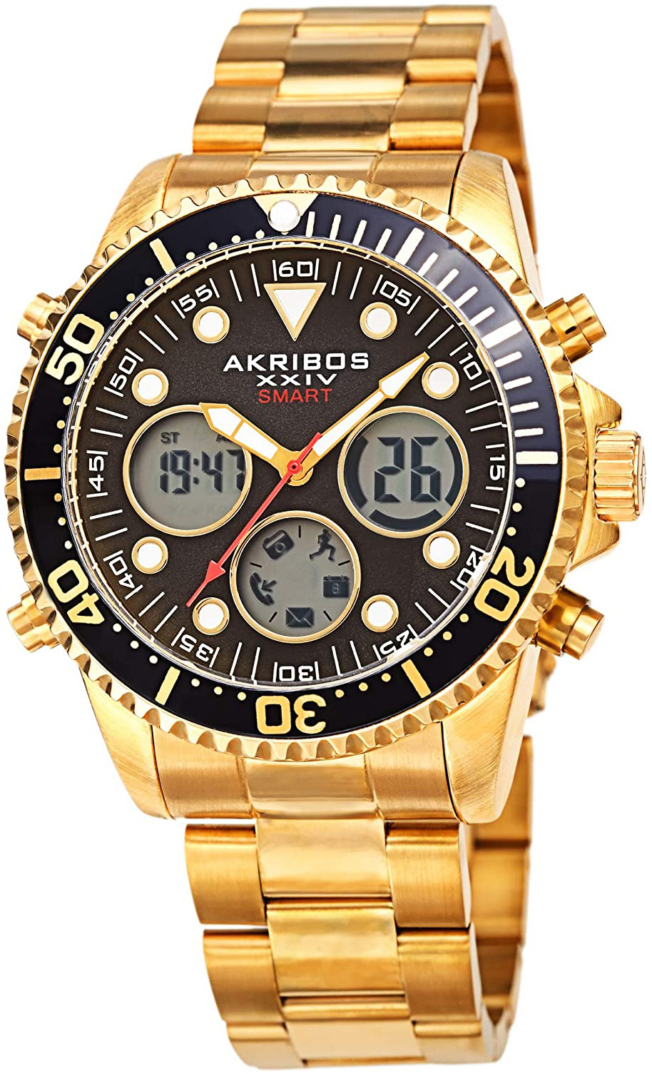 Akribos XXIV Herrklocka AK1094YGBK Divers Svart/Gulguldtonat stål - Akribos XXIV