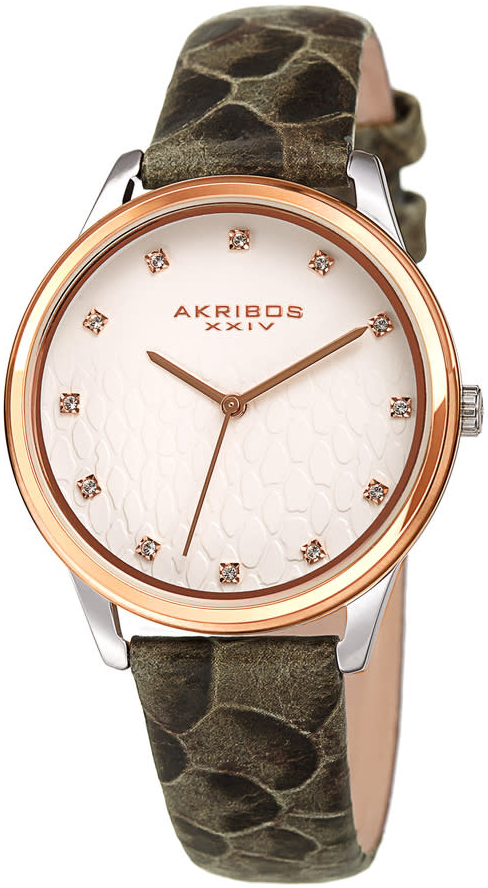 Akribos XXIV Damklocka AK1115TTR Crystal Vit/Läder Ø35 mm - Akribos XXIV