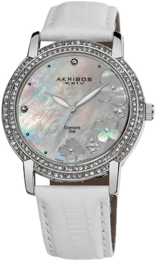 Akribos XXIV Diamond Damklocka AK580SSW Silverfärgad/Läder Ø39 mm - Akribos XXIV