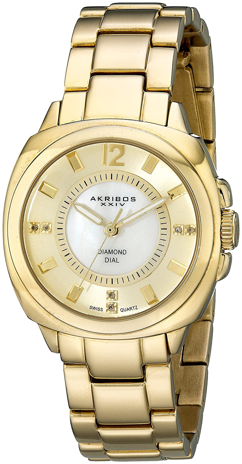 Akribos XXIV Diamond Damklocka AK668YG Vit/Gulguldtonat stål Ø32 mm - Akribos XXIV