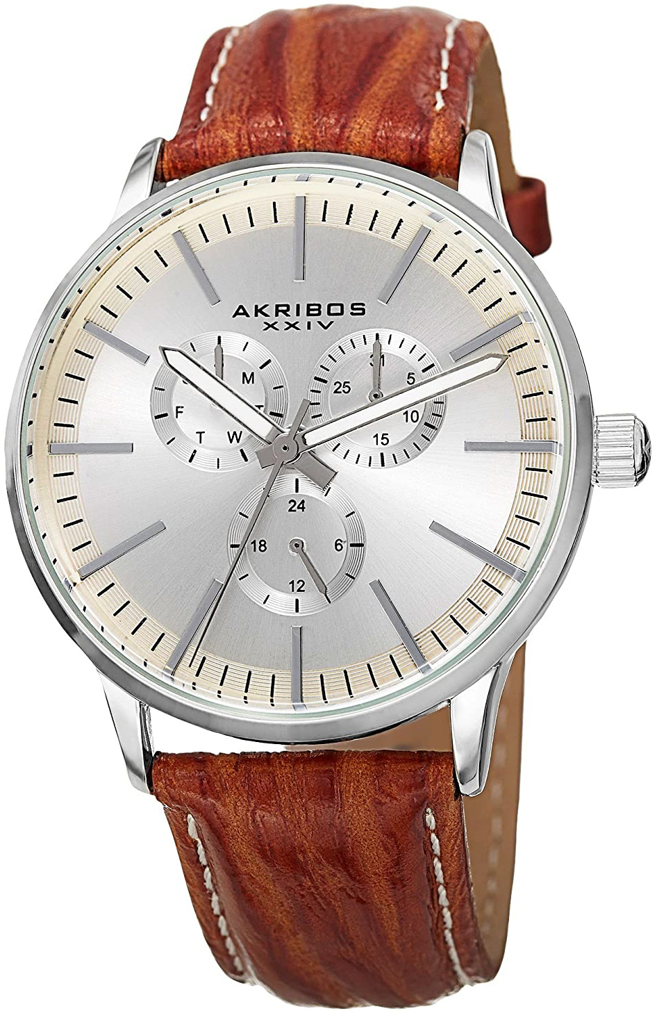 Akribos XXIV Herrklocka AK838BR Silverfärgad/Läder Ø43 mm - Akribos XXIV