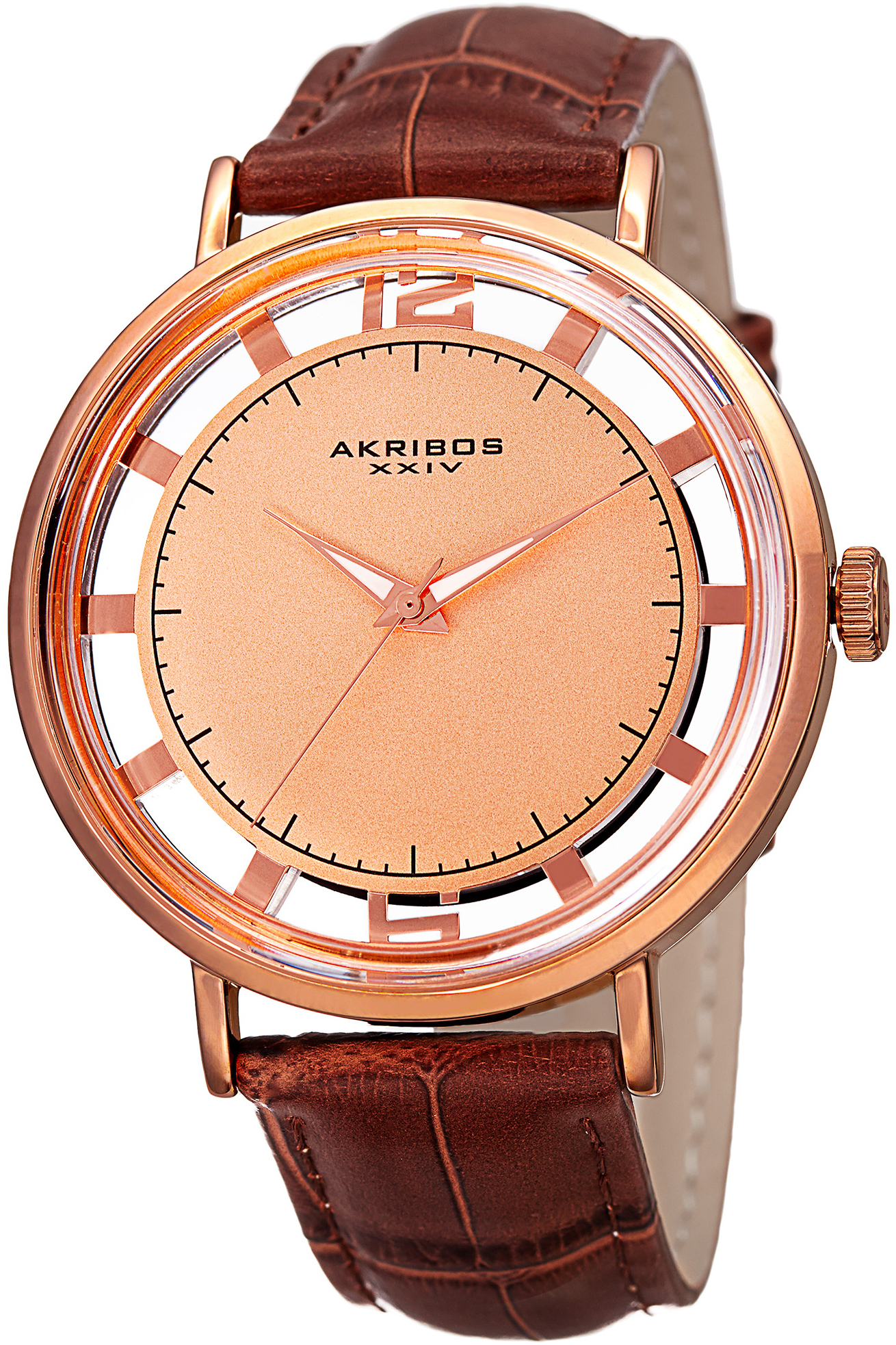 Akribos XXIV Herrklocka AK860RGBR Roséguldstonad/Läder Ø43 mm - Akribos XXIV