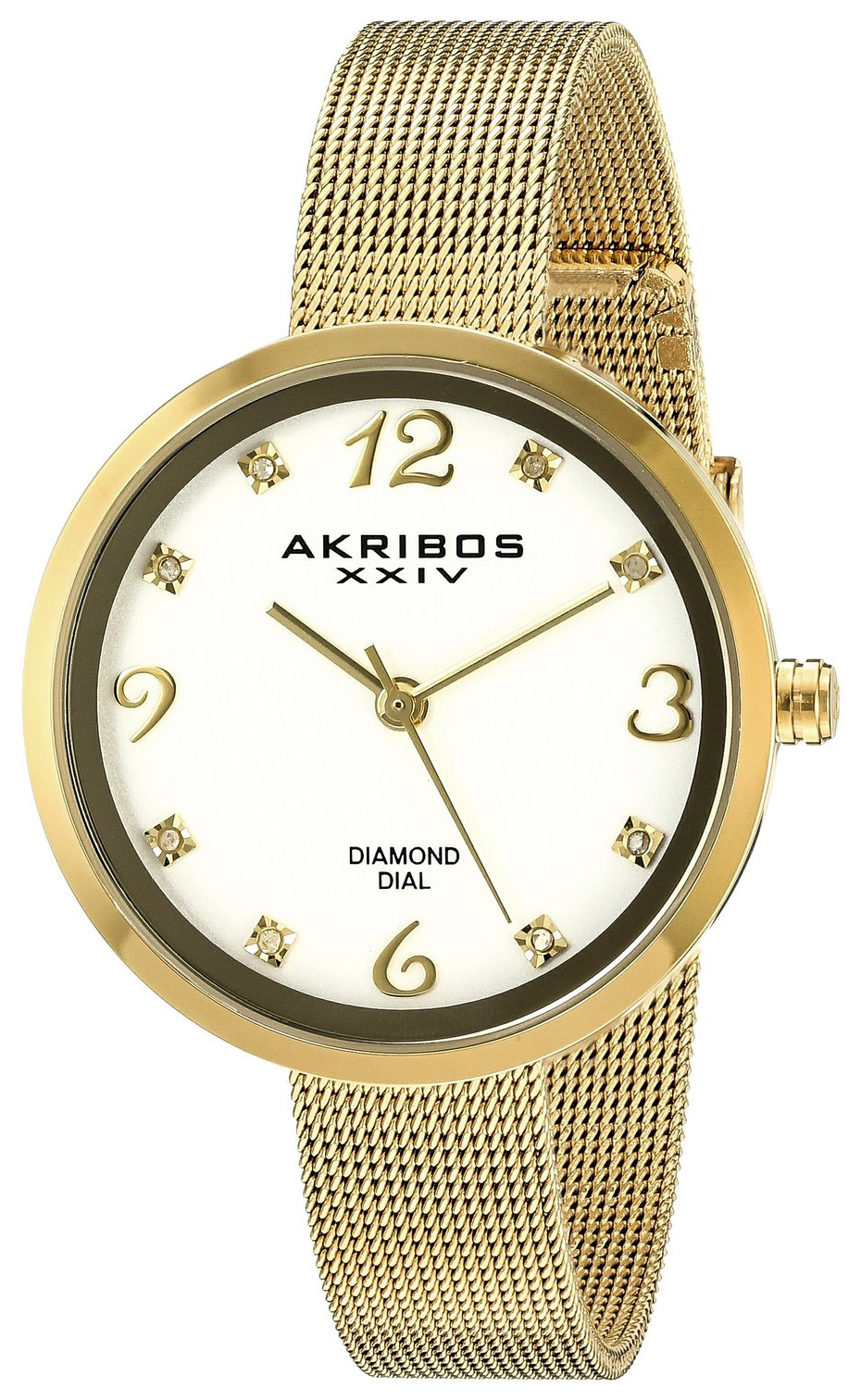 Akribos XXIV Diamond Damklocka AK875YG Vit/Gulguldtonat stål Ø34 mm - Akribos XXIV