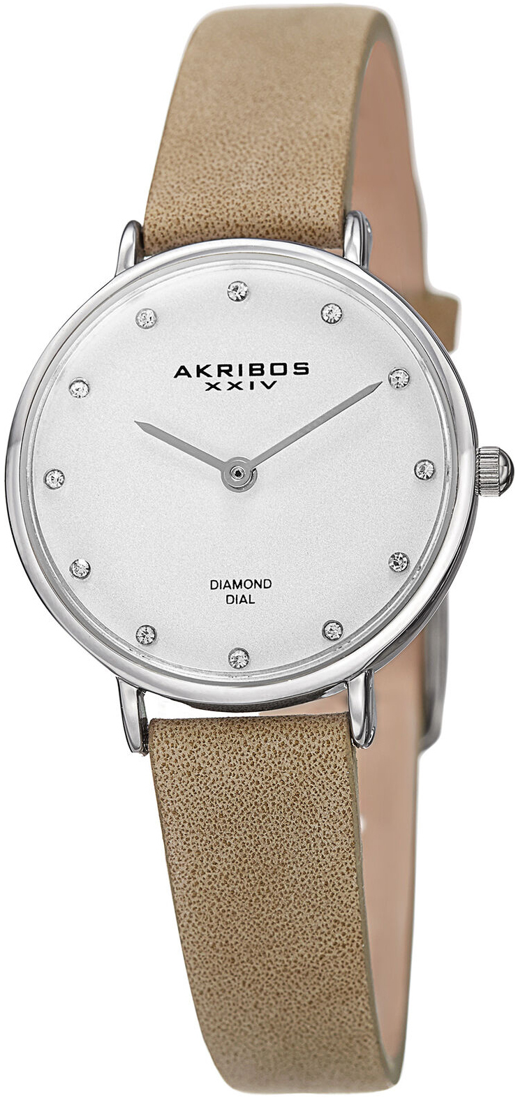 Akribos XXIV Damklocka AK882WT Diamond Silverfärgad/Läder Ø28 mm - Akribos XXIV