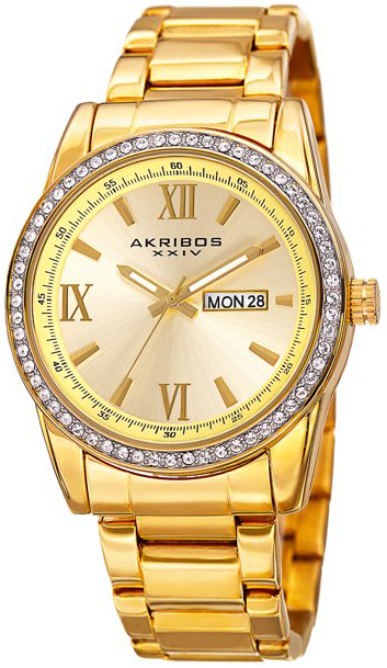 Akribos XXIV Herrklocka AK892YG Crystal Guld/Gulguldtonat stål Ø41 - Akribos XXIV