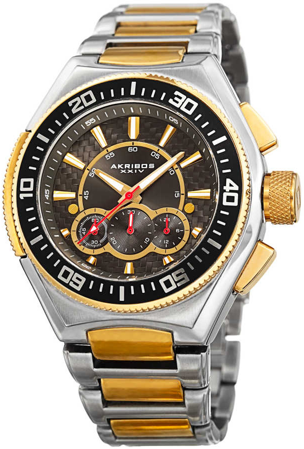 Akribos XXIV Herrklocka AK910TTG Classic Brun/Gulguldtonat stål Ø48 - Akribos XXIV