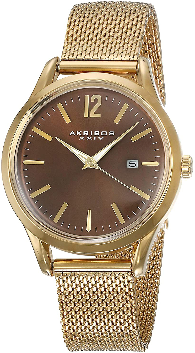 Akribos XXIV Herrklocka AK920YGBR Brun/Gulguldtonat stål Ø41 mm - Akribos XXIV