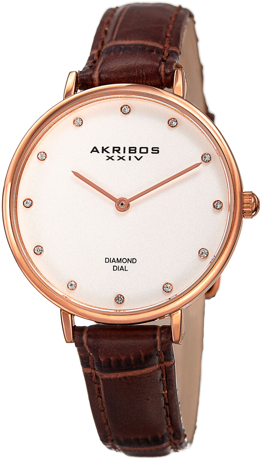 Akribos XXIV Damklocka AK933RG-BX Vit/Läder Ø35 mm - Akribos XXIV