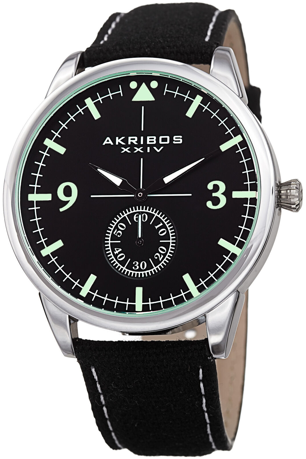 Akribos XXIV Herrklocka AK938BK Canvas Svart/Läder Ø45 mm - Akribos XXIV
