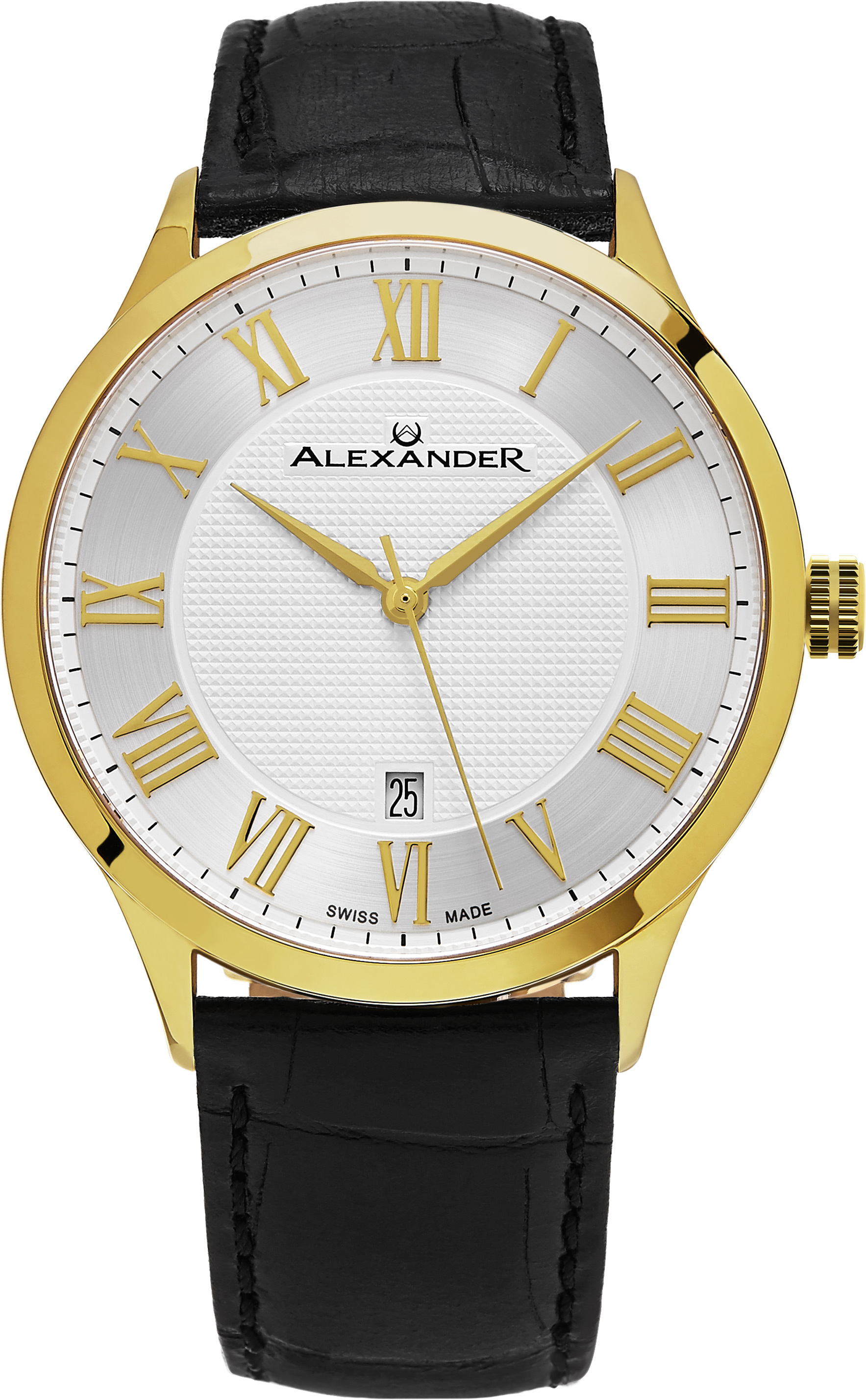 Alexander Herrklocka A103-03 Statesman Silverfärgad/Läder Ø42 mm - Alexander