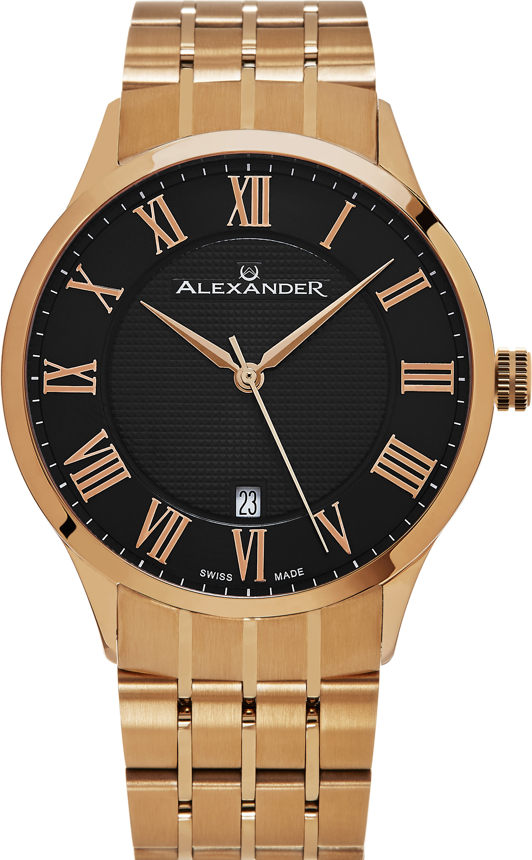 Alexander Herrklocka A103B-04 Statesman Svart/Roséguldstonat stål - Alexander