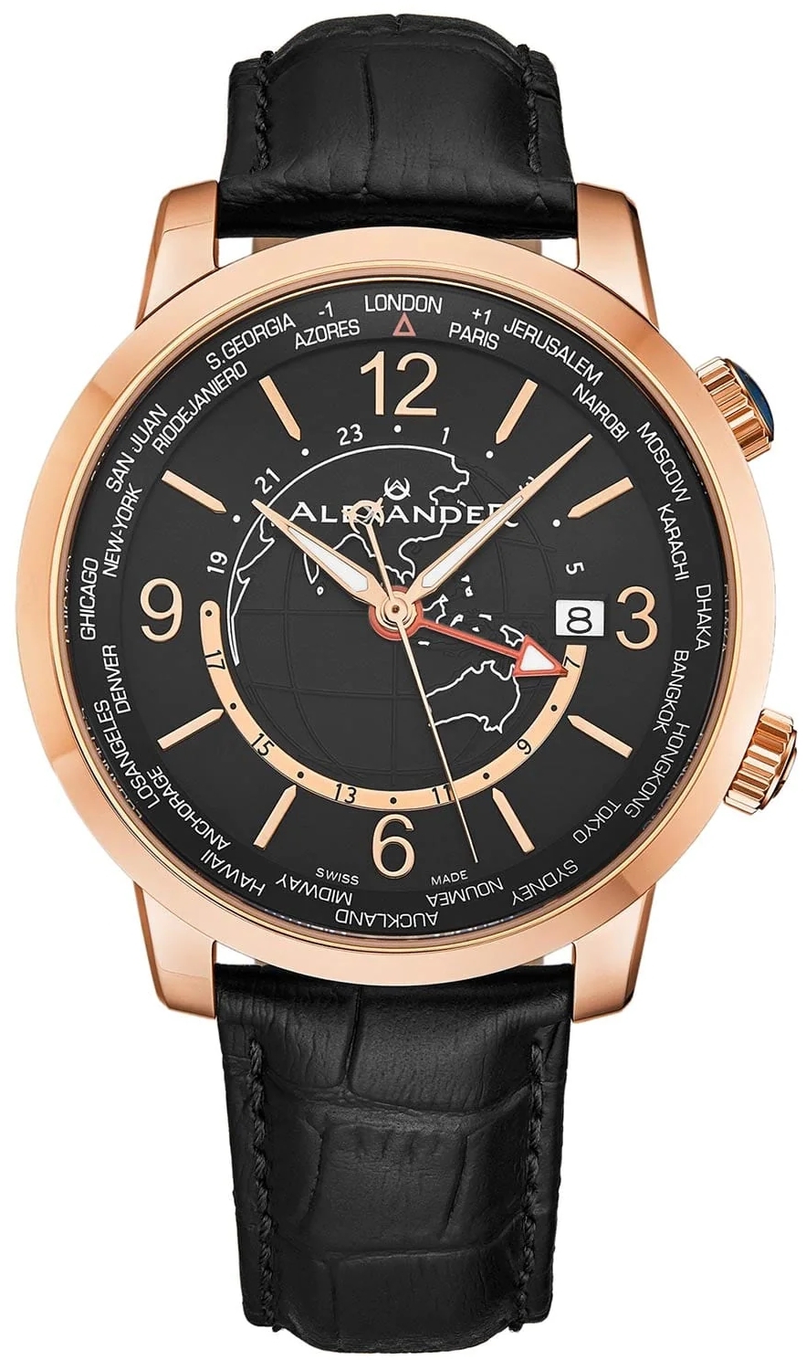 Alexander Herrklocka A171A-03 Journeyman Svart/Läder Ø42 mm - Alexander