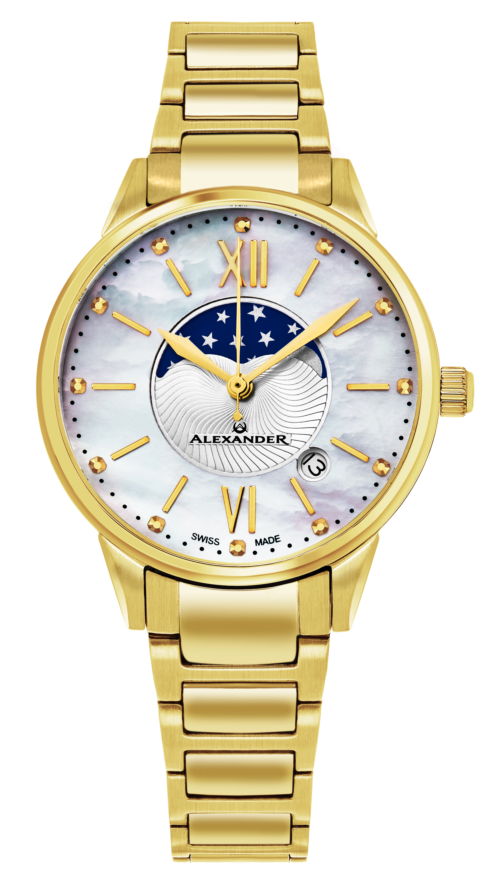 Alexander Damklocka A204B-05 Monarch Vit/Gulguldtonat stål Ø35 mm - Alexander