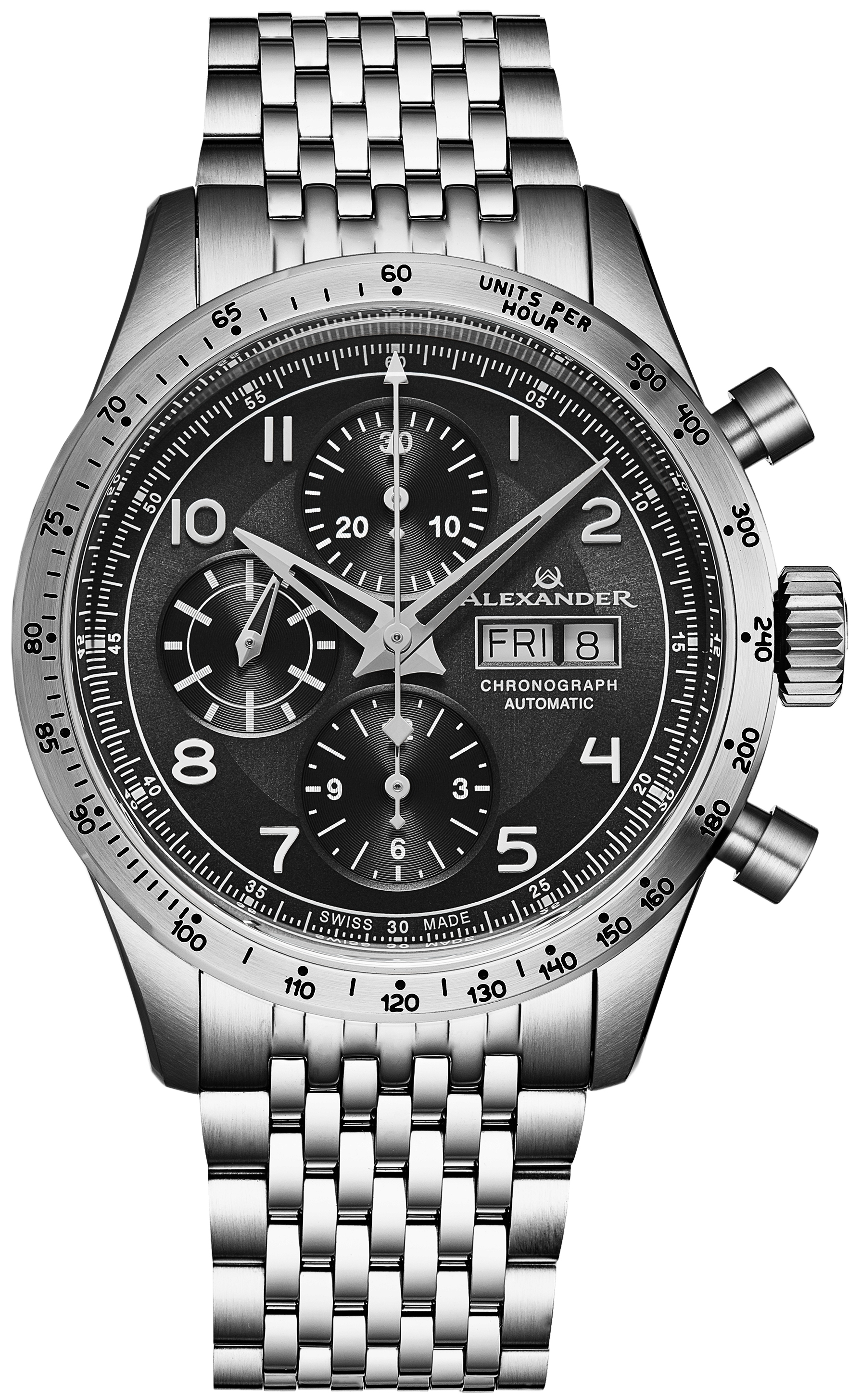 Alexander Herrklocka A450-01 Chronograph Svart/Stål Ø42 mm - Alexander
