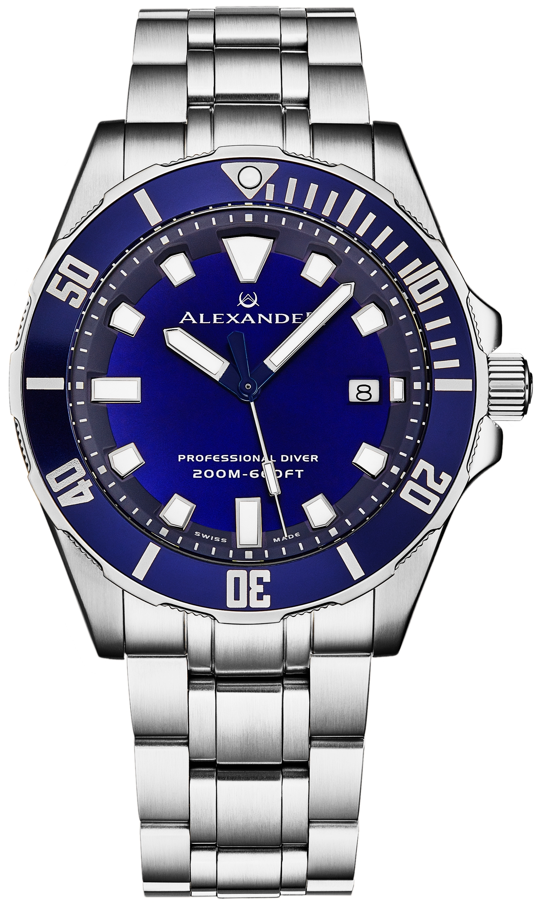 Alexander Herrklocka A501B-02 Vathos Blå/Stål Ø42 mm - Alexander