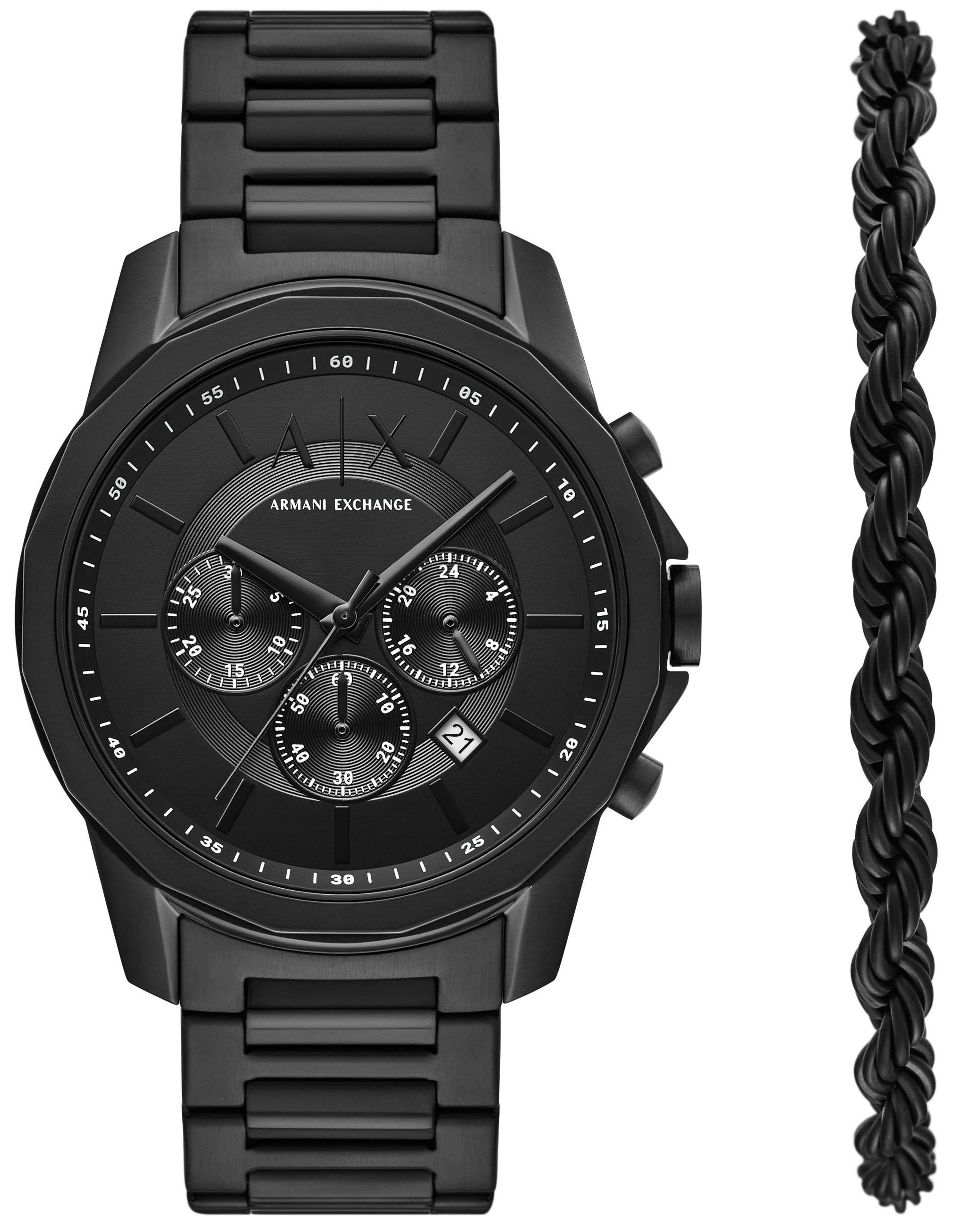 Armani Exchange Herrklocka AX7163SET Banks Svart/St&aring;l &Oslash;44 mm