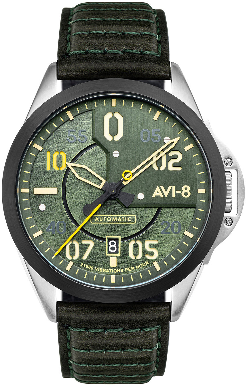 AVI-8 Herrklocka AV-4086-03 P-51 Mustang Grön/Läder Ø43 mm - AVI-8