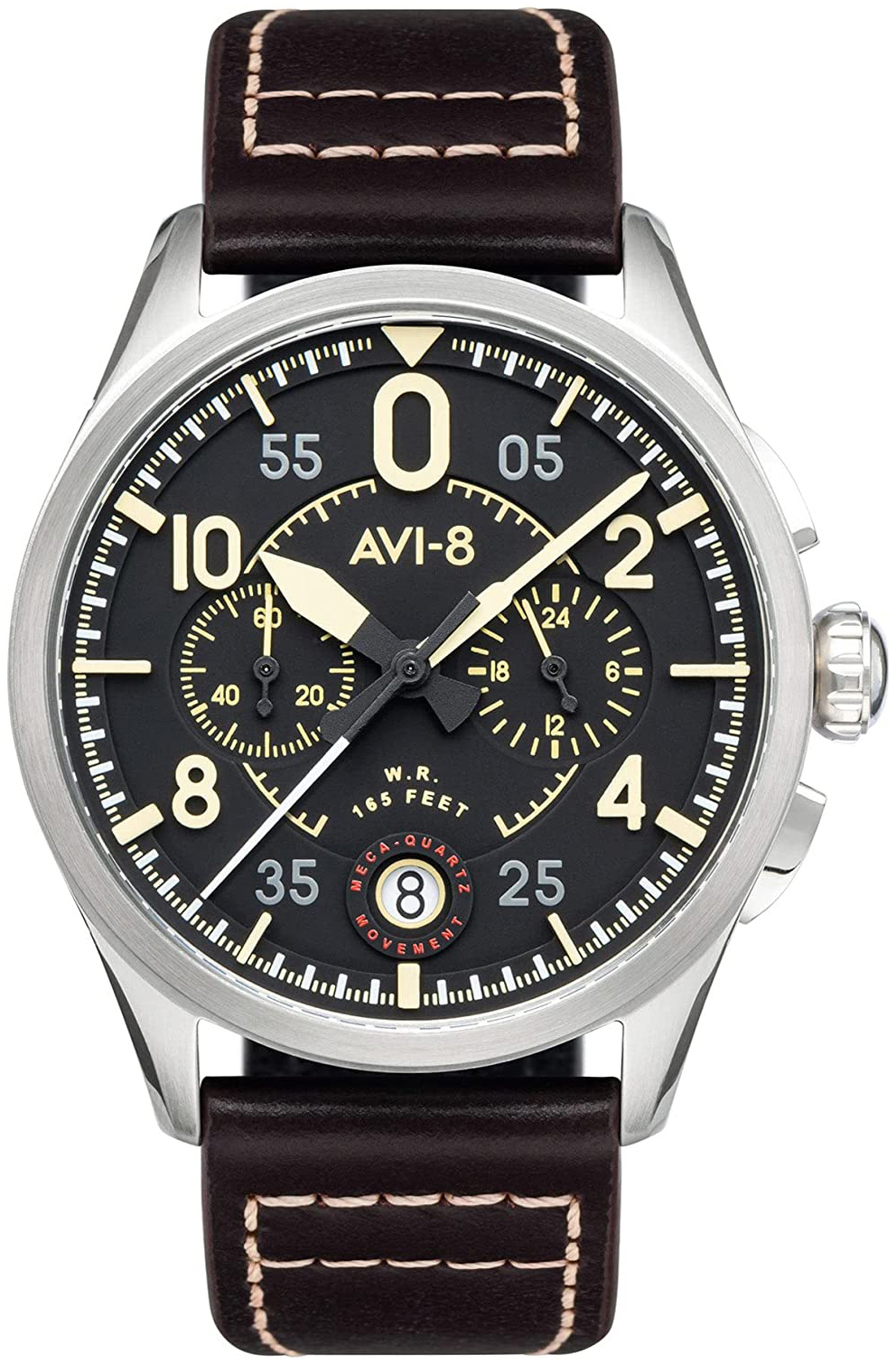AVI-8 Herrklocka AV-4089-01 Spitfire Svart/Läder Ø42 mm - AVI-8