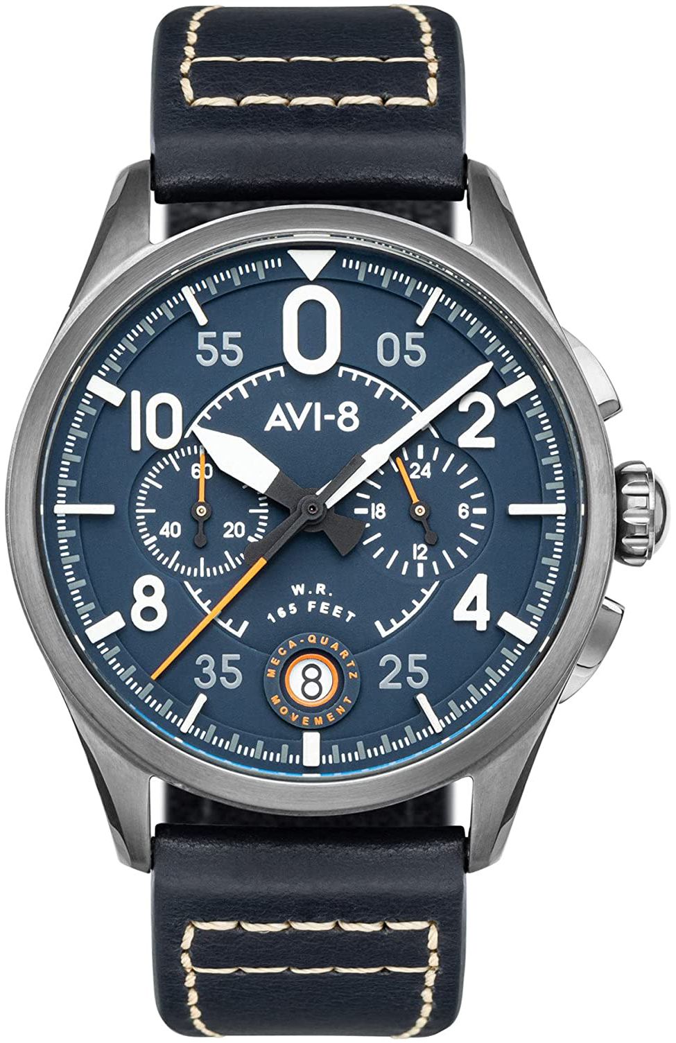AVI-8 Herrklocka AV-4089-04 Spitfire Blå/Läder Ø42 mm - AVI-8