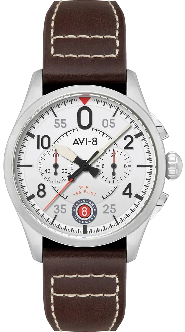 AVI-8 Herrklocka AV-4089-05 Spitfire Lock Vit/Läder Ø42 mm - AVI-8