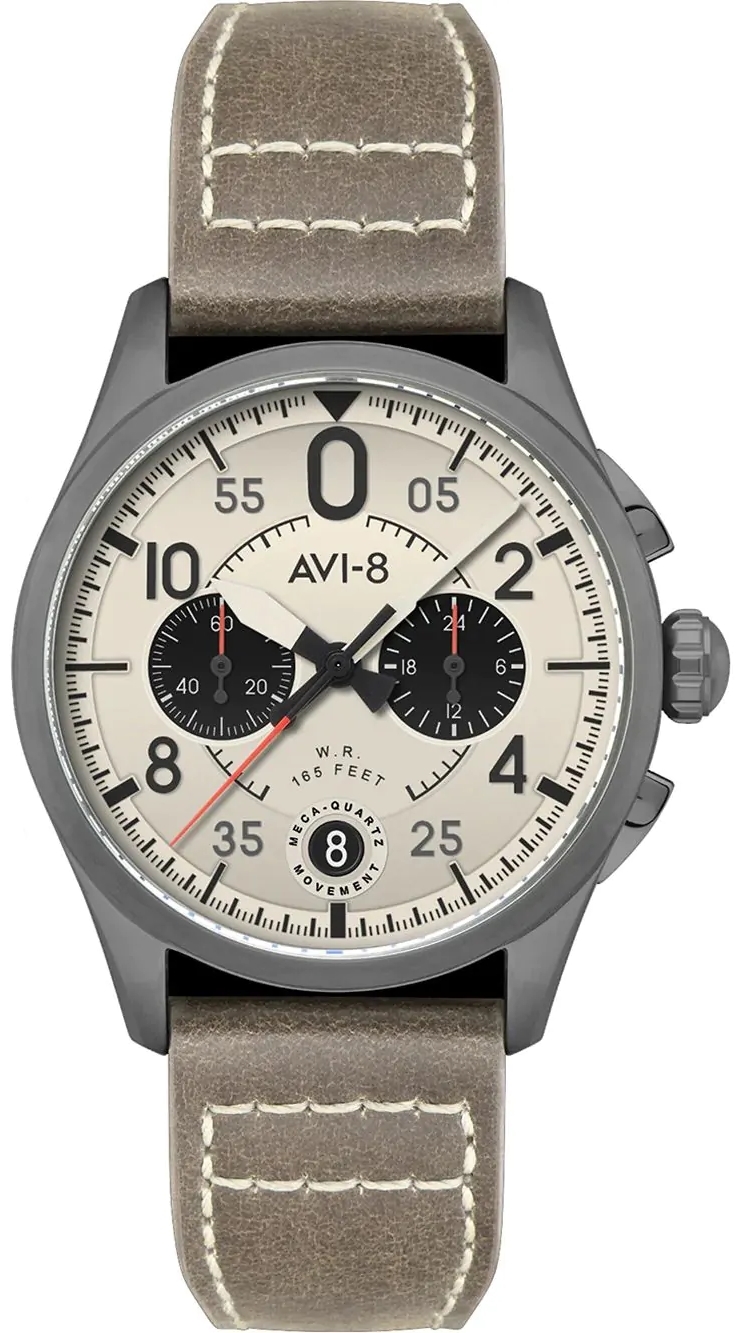 AVI-8 Herrklocka AV-4089-06 Spitfire Lock Gr&aring;/L&auml;der &Oslash;42 mm