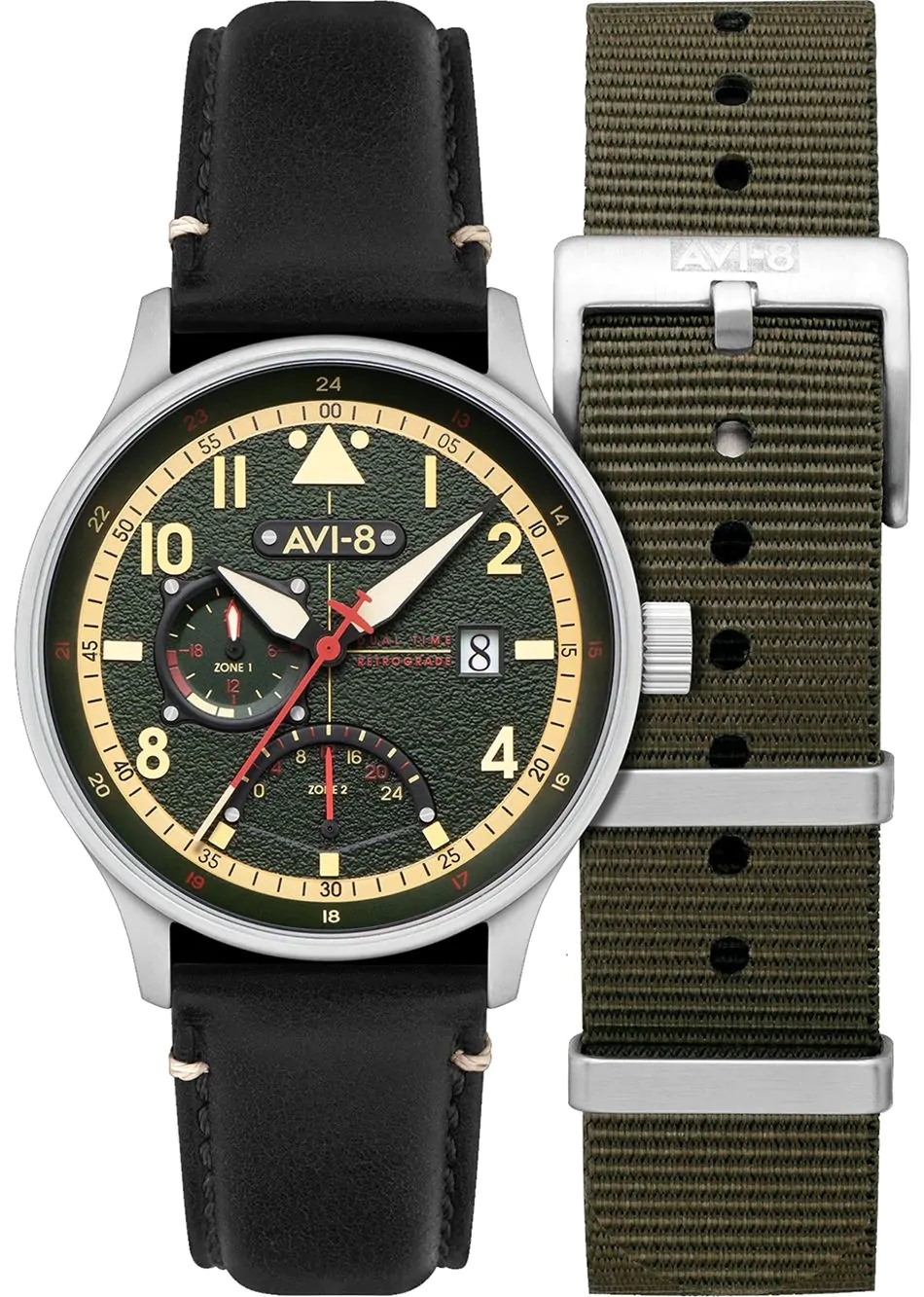 AVI-8 Herrklocka AV-4101-0A Hawker Hurricane Grön/Läder Ø44 mm - AVI-8