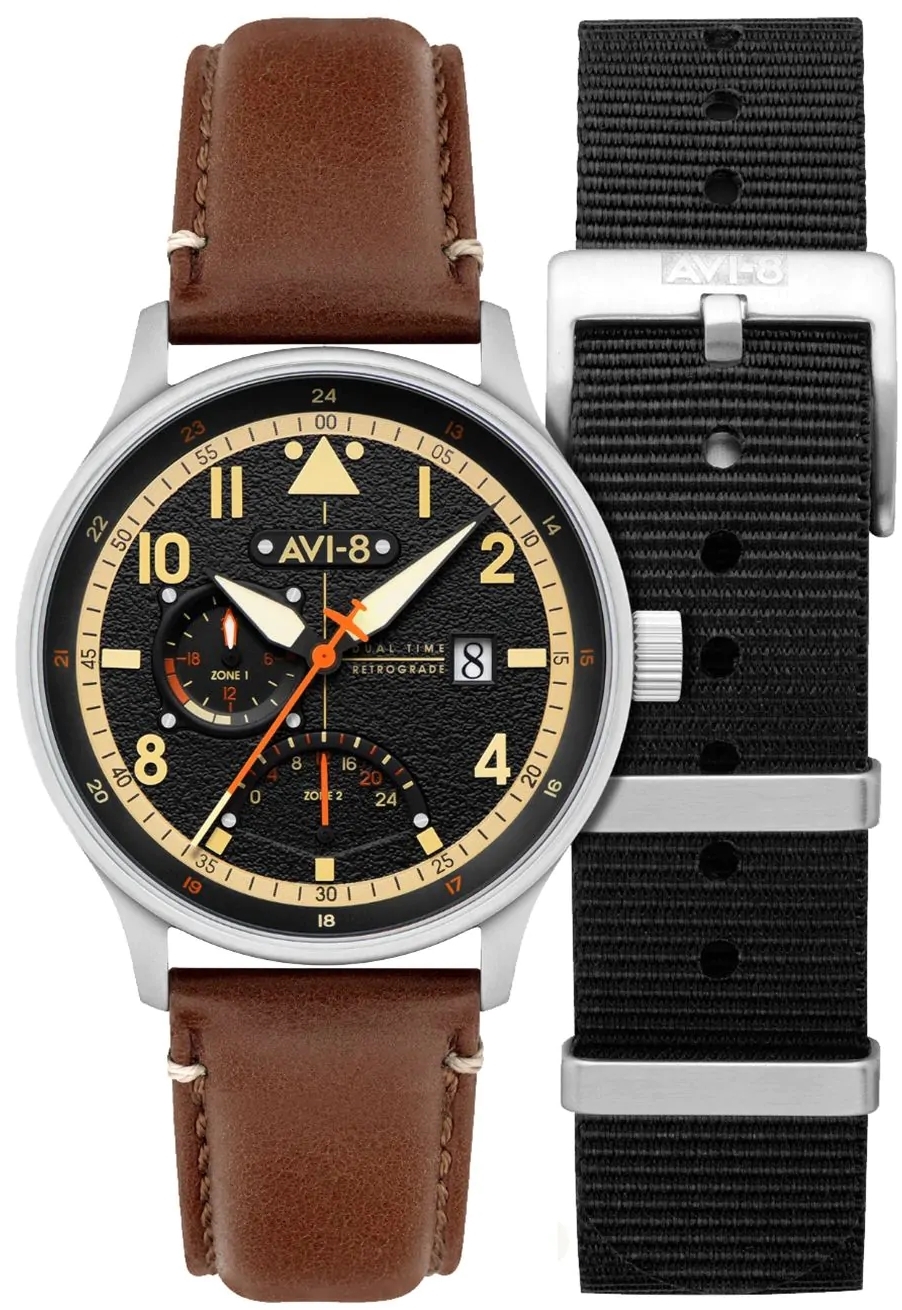 AVI-8 Herrklocka AV-4101-0B Hawker Hurricane Svart/Läder Ø44 mm - AVI-8