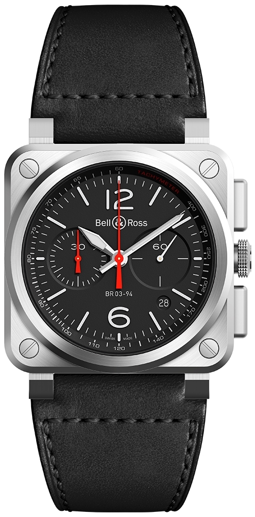 Bell & Ross Herrklocka BR0394-BLC-ST/SCA BR 03-94 Svart/Läder - Bell & Ross