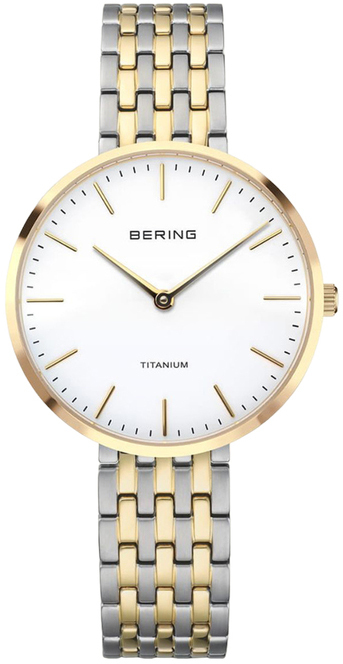 Bering Damklocka 19334-010 Titanium Vit/Gulguldtonat stål Ø34 mm - Bering