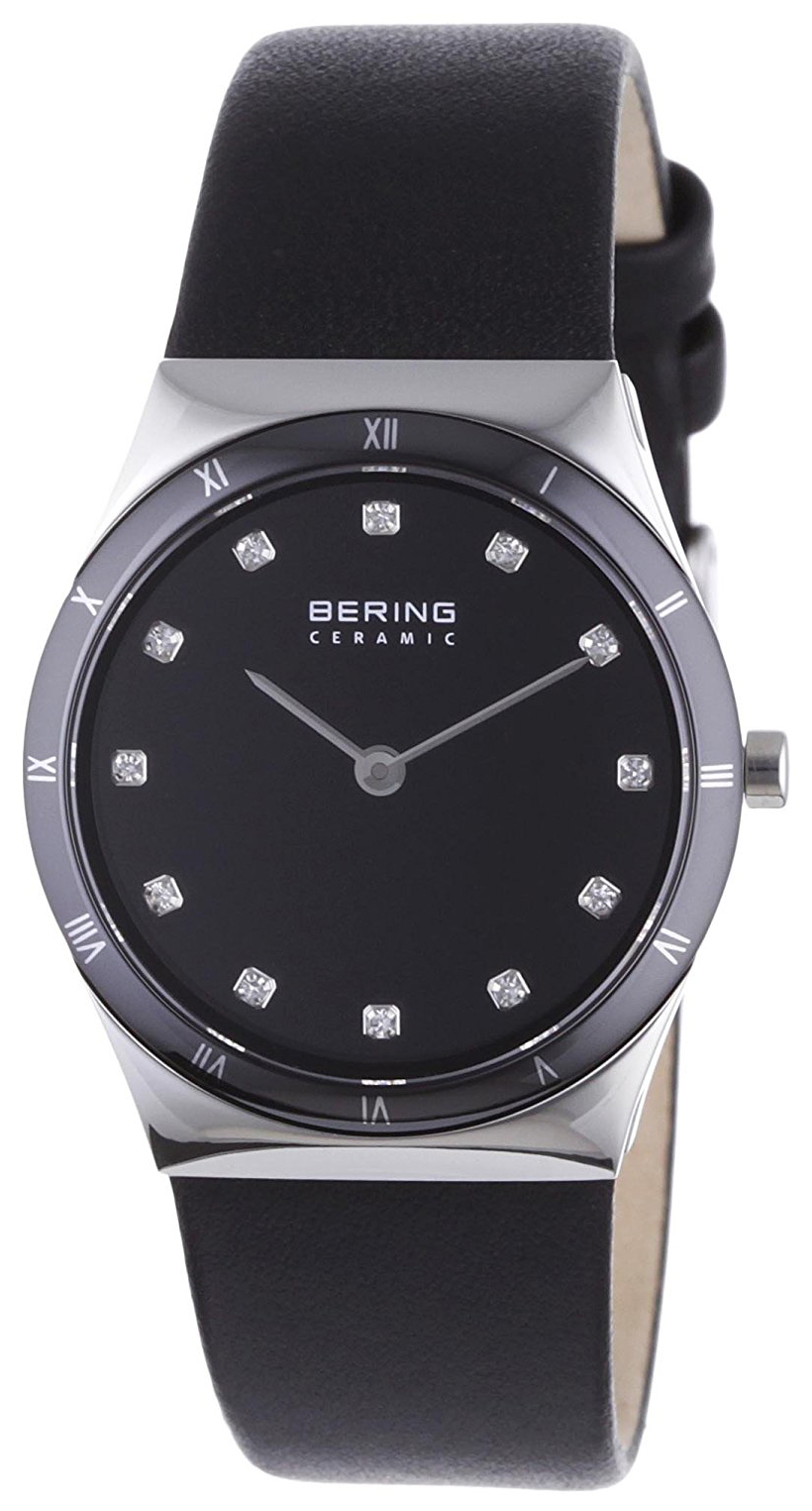 Bering Damklocka 32230-448 Ceramic Svart/L&auml;der &Oslash;30 mm