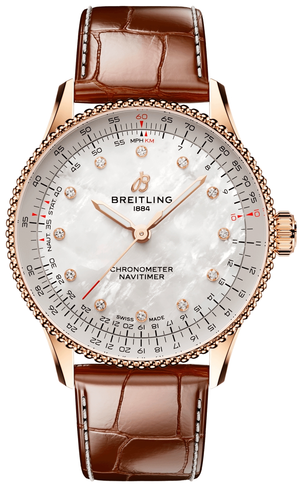 Breitling Herrklocka R17327211A1P1 Navitimer Automatic 36 Vit/Läder - Breitling