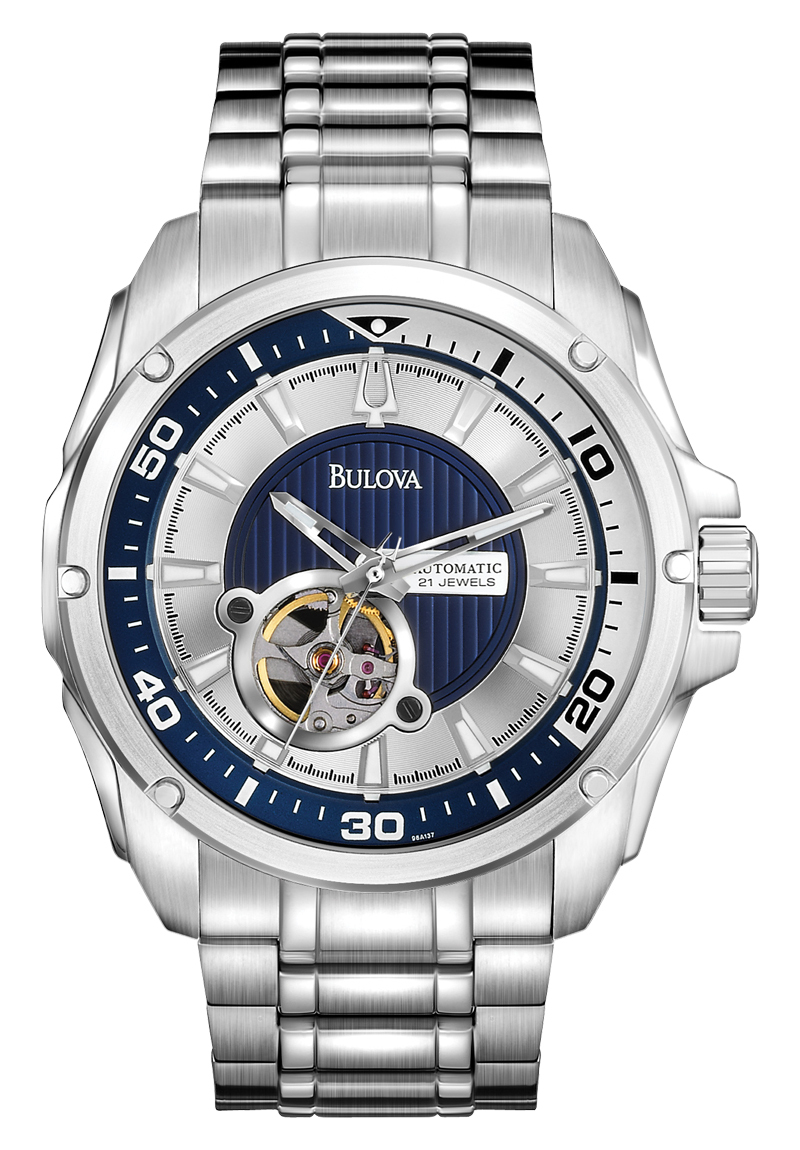 Bulova Mechanical Herrklocka 96A137 Blå/Stål Ø46 mm - Bulova