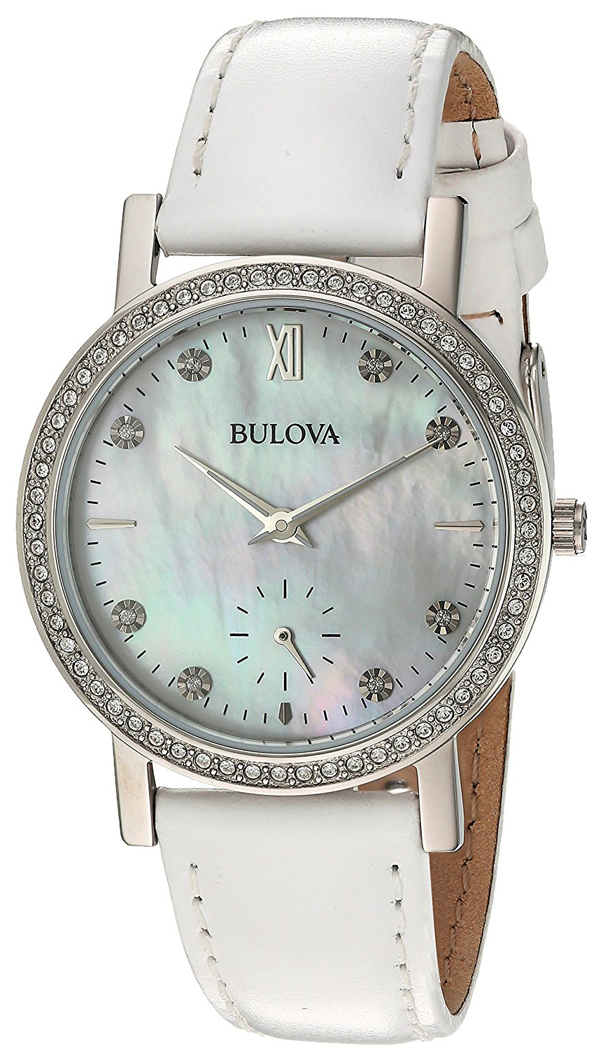 Bulova Damklocka 96L245 Vit/Läder Ø32 mm - Bulova