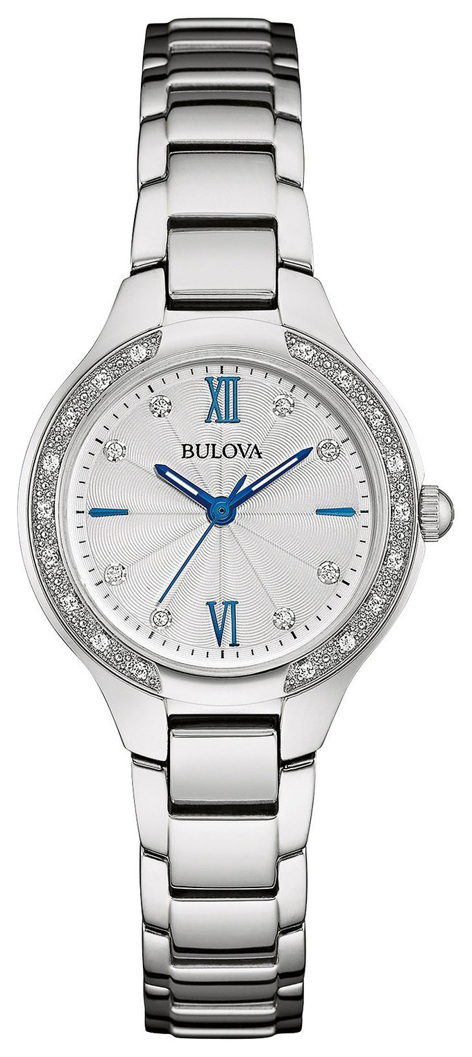 Bulova Damklocka 96R208 Diamond Silverf&auml;rgad/St&aring;l &Oslash;28 mm