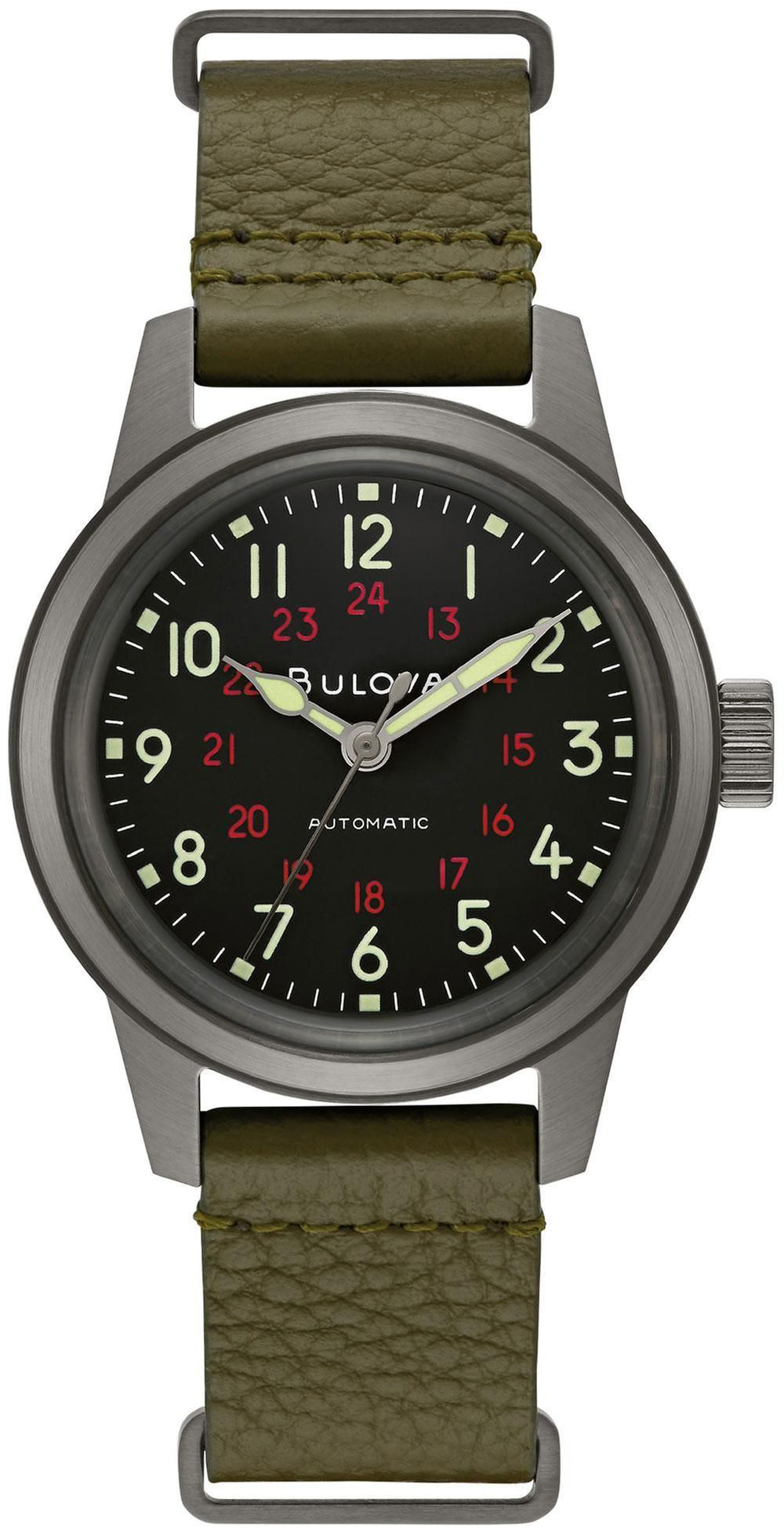 Bulova Herrklocka 98A255 Grön/Läder Ø38 mm - Bulova