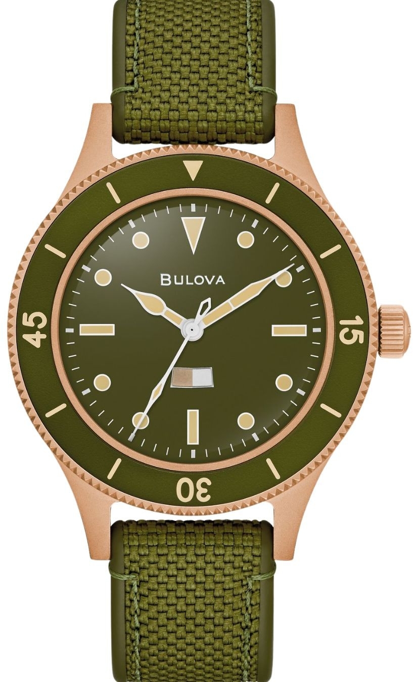 Bulova Herrklocka 98A324 MIL-Ships Grön/Textil Ø41 mm - Bulova