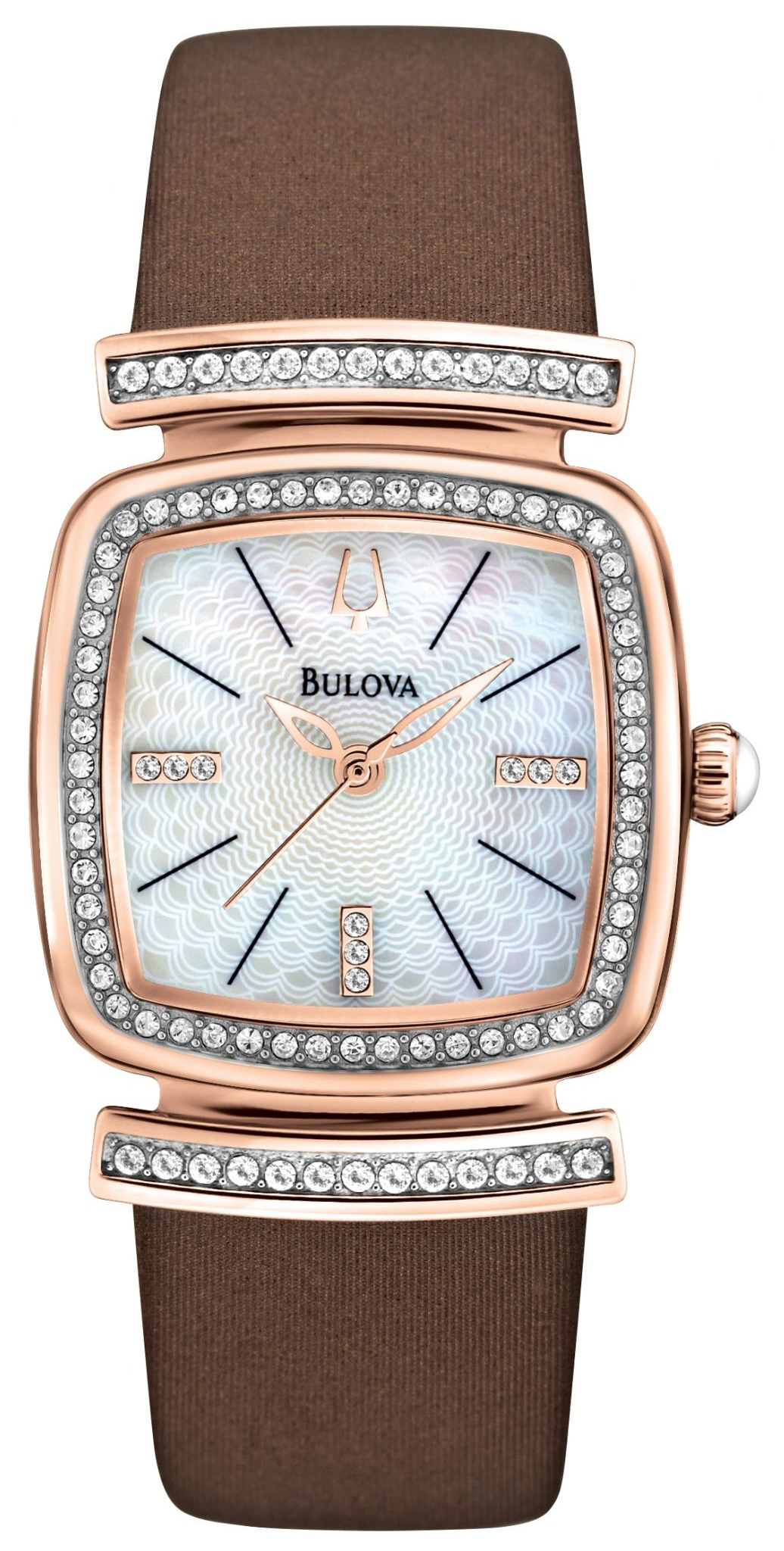 Bulova Crystal Damklocka 98L184 Vit/Läder - Bulova