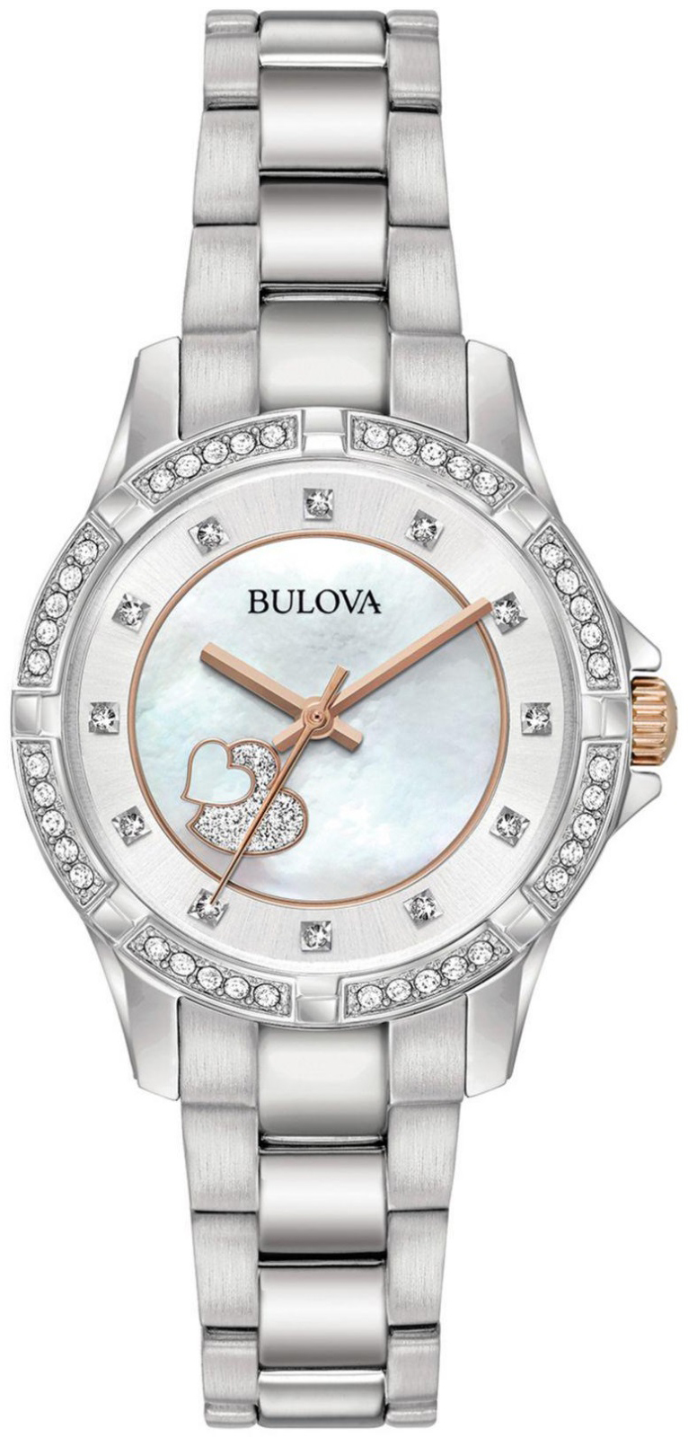 Bulova Damklocka 98L232 Crystal Vit/Stål Ø30 mm - Bulova