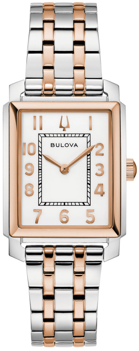 Bulova Damklocka 98L328 Sutton Vit/Ros&eacute;guldstonat st&aring;l