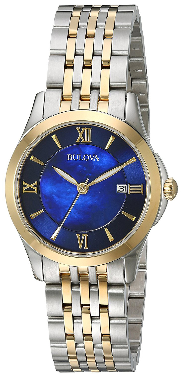 Bulova Damklocka 98M124 Blå/Gulguldtonat stål Ø27 mm - Bulova